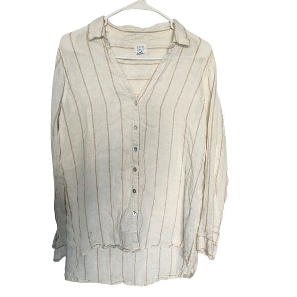 SIGRID‎ OLSEN Linen Button Down Shirt M Beach Coastal Minimalist Oversized - Picture 1 of 8
